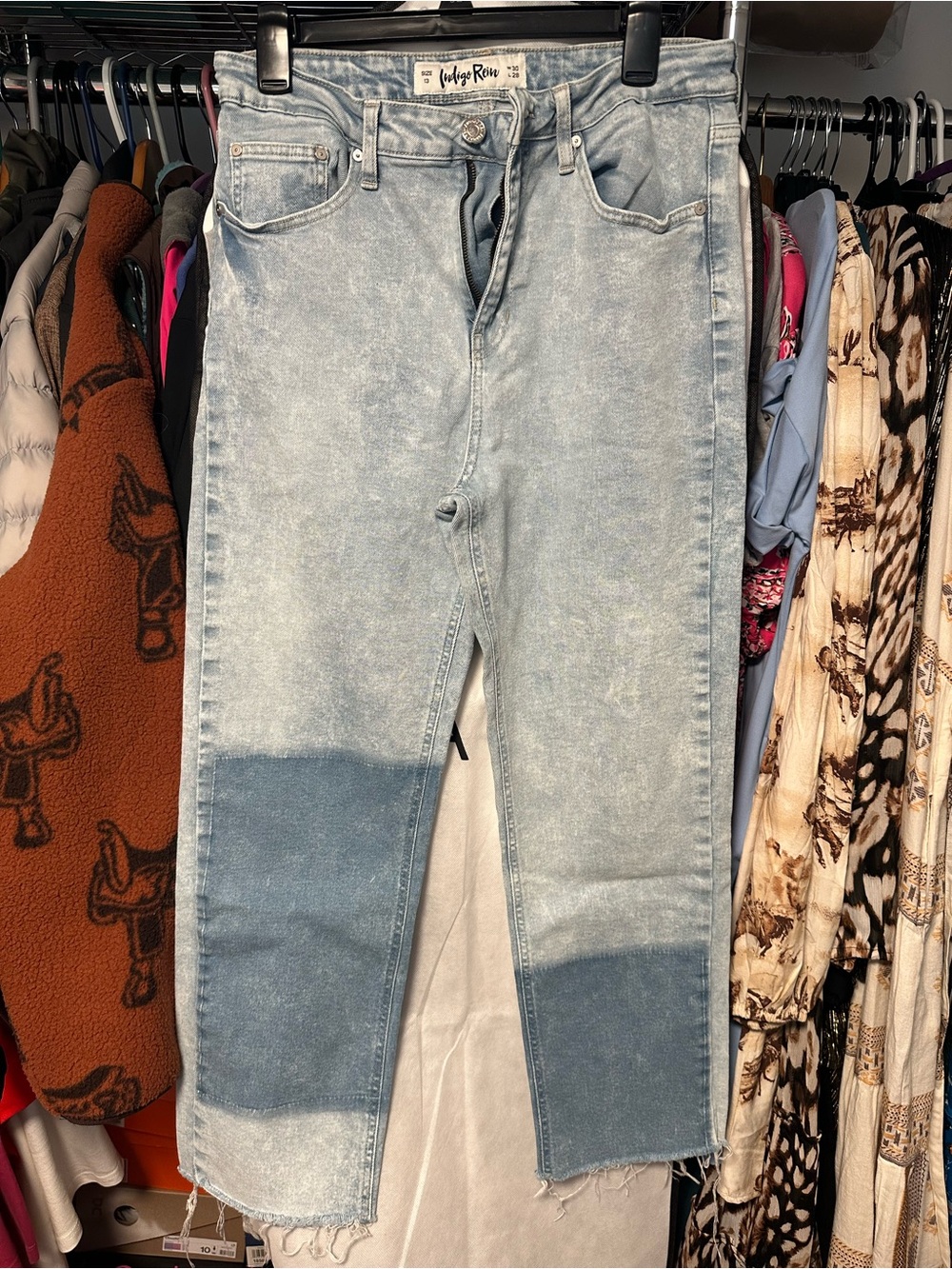Indigo Rein Two-Tone Light Blue Straight Jeans